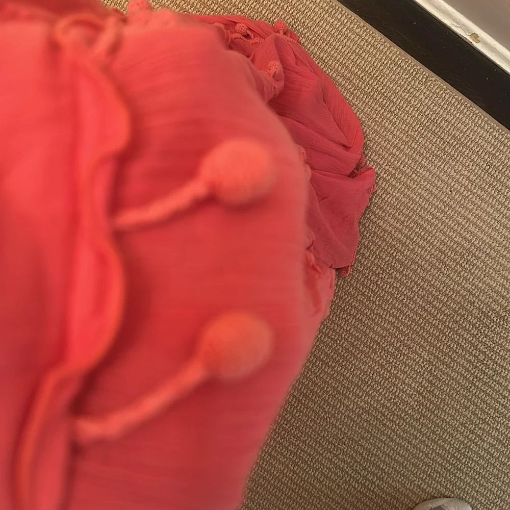 Calypso St Barth Coral Pom-Pom Tiered Skirt Large cotton $395 - Picture 5 of 11